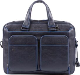 Piquadro Laptoptas Blue Square S Leer - blauw