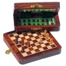 Reisschaak Acacia hout magn.klapb.16x8 cm